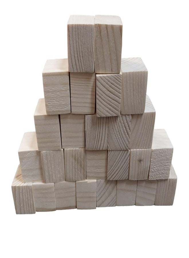 Glitz Wood Blocks for Hand Crafting fine Art DIY School Project Square Blocks Natural Wooden Cube 24 pcs (1Inch) - Image 1